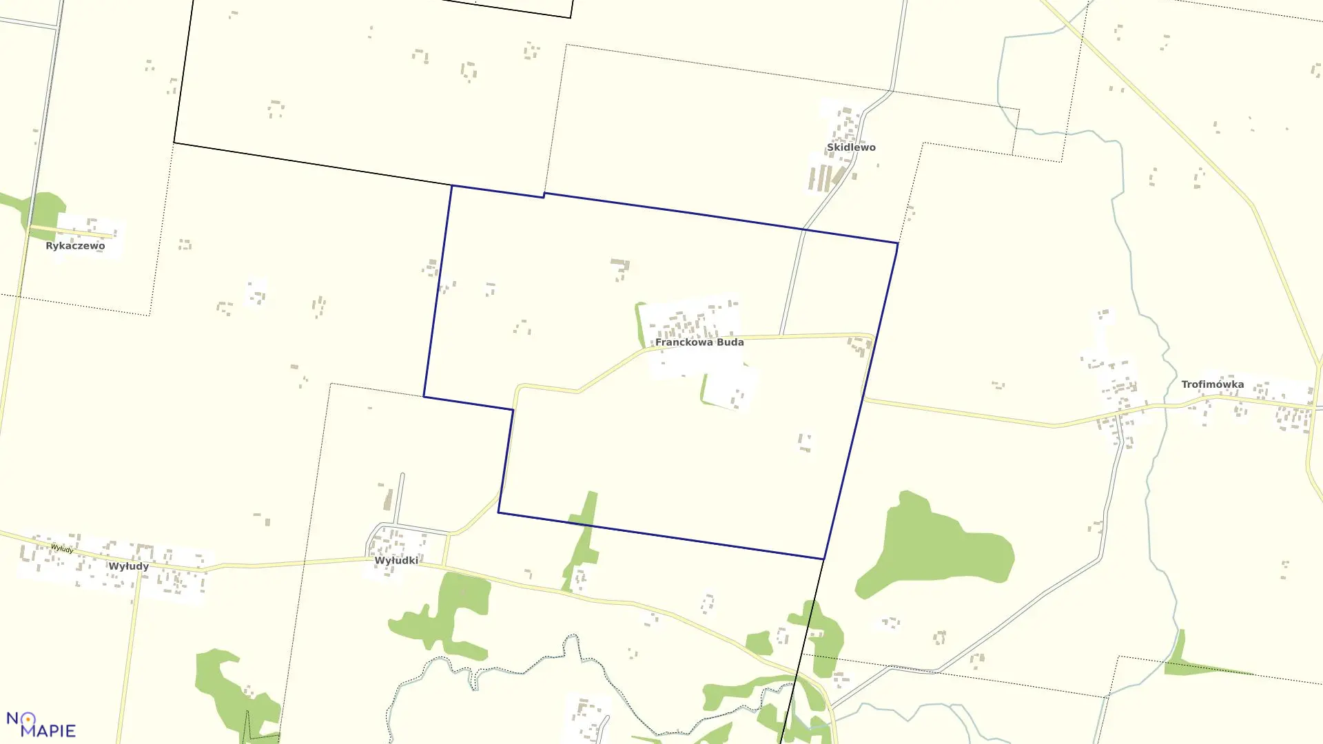 Mapa obrębu FRANCKOWA BUDA w gminie Janów