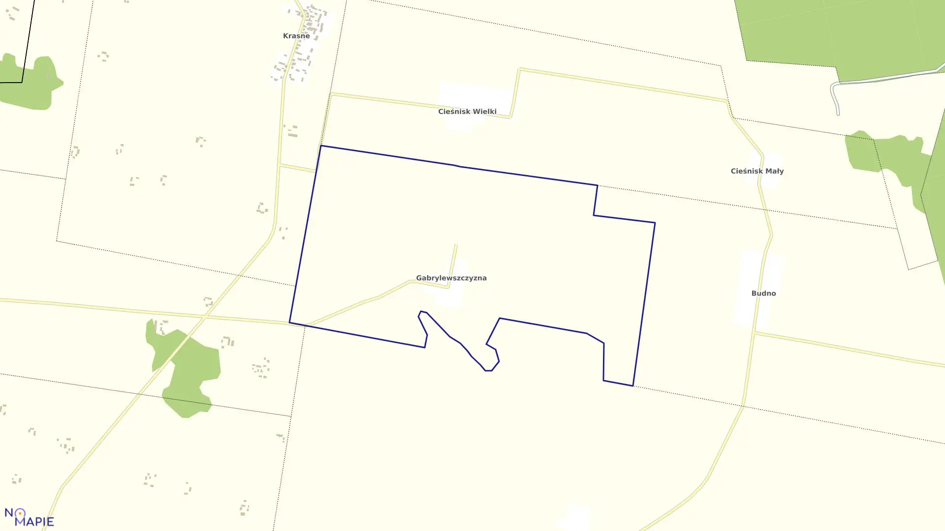 Mapa obrębu GABRYLEWSZCZYZNA w gminie Janów