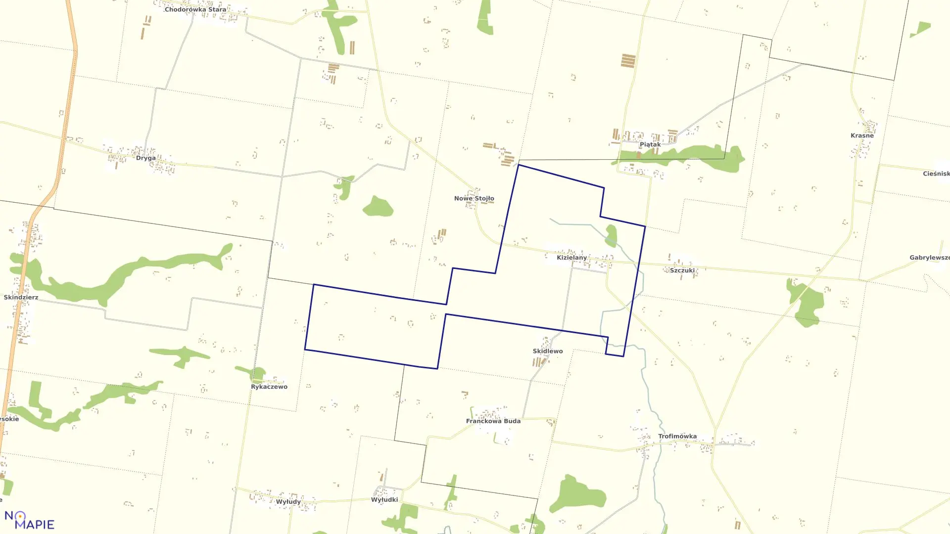 Mapa obrębu KIZIELANY w gminie Janów