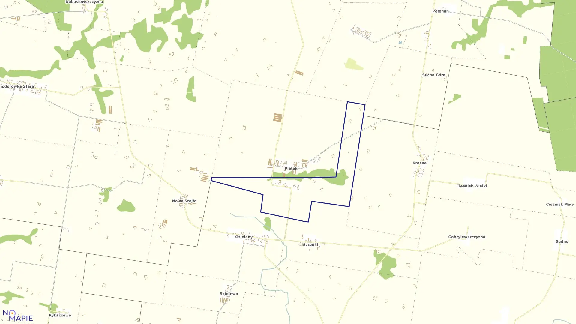 Mapa obrębu KIZIELEWSZCZYZNA w gminie Janów