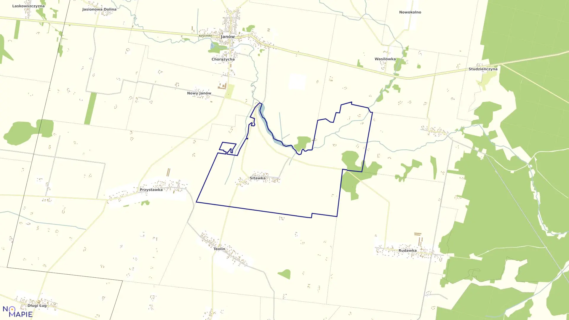 Mapa obrębu SITAWKA w gminie Janów