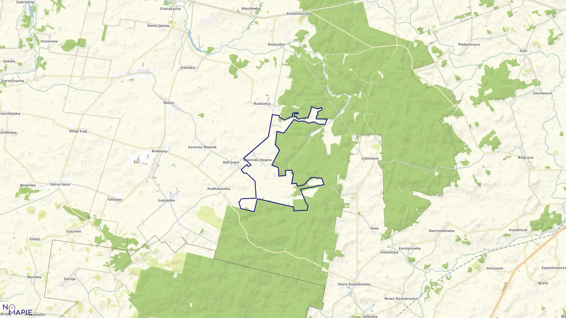 Mapa obrębu SOSNOWE BAGNO w gminie Janów