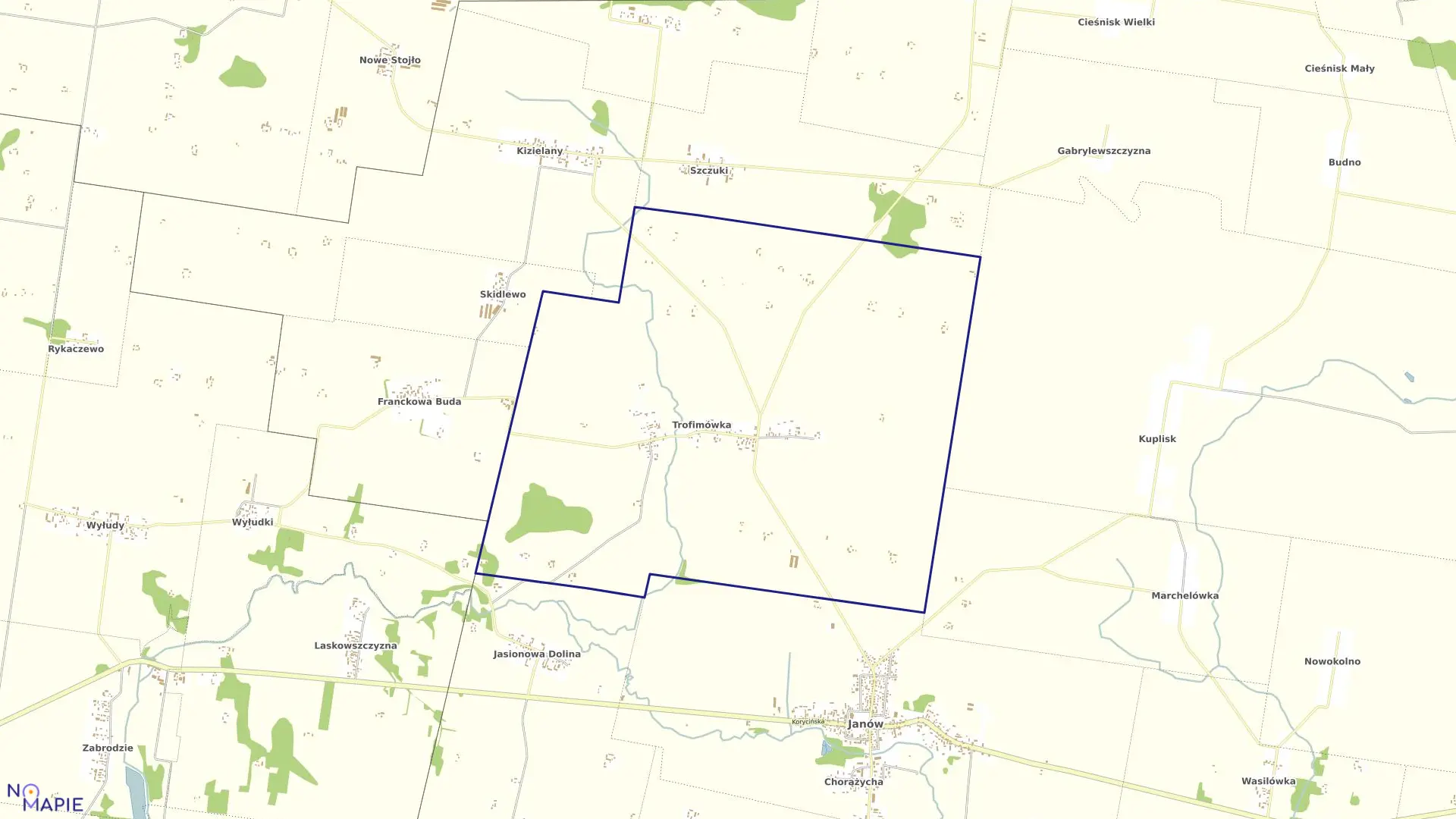 Mapa obrębu TROFIMÓWKA w gminie Janów